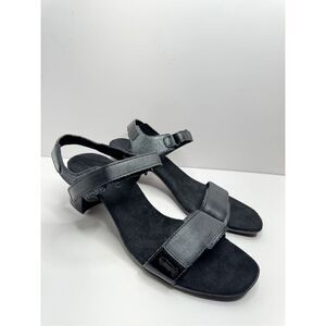 Munro‎ Sandals Womens Size 8.5W Black Leather Denise II Block Heel NEW